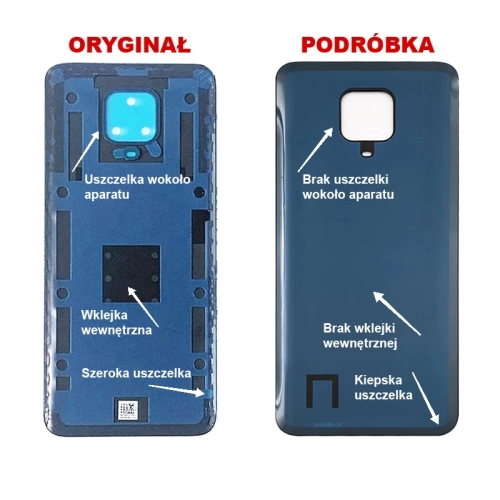 Redmi Note 9 Pro / S - tylna klapka baterii szara ORYGINAŁ